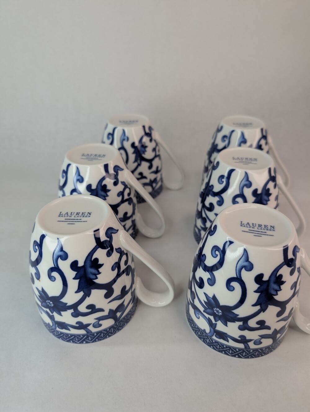 Ralph Lauren Mandarin Blue and White Coffee Cups Set Of (6) - Picture 5 of 7